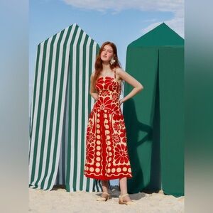 NWT Farm Rio Palermo Red Sleeveless Midi Dress
